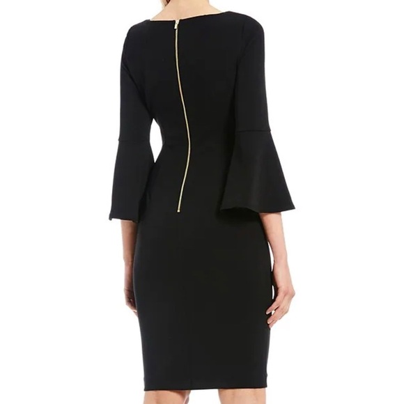 Calvin Klein Black Bell Sleeve Sheath Dress 4 Small - Picture 13 of 14